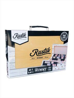 Classic Rummy Game Wooden Box by Rustik Bilingual New Sealed